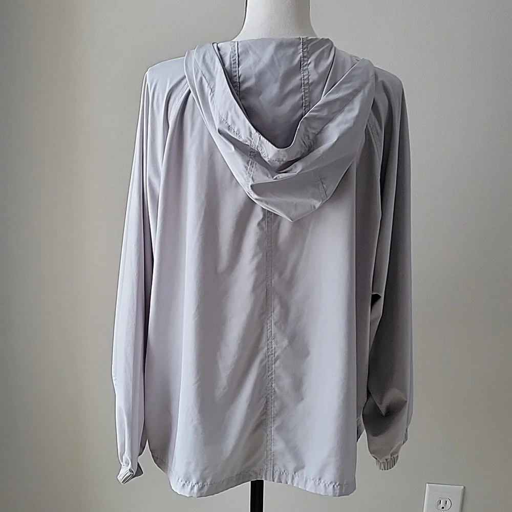 Pure Jill by J. Jill Zip Up Womens Light Jacket With Hood and Pockets Small Gray